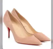 Christian Louboutin Clare 80 Courtisane Pink Beige Suede Pointed Heel Pump 8.5