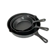 Pre Seasoned Cast Iron Skillet Fry Pan Set 3 Pcs