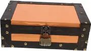 Angoily Vintage Wooden Storage Box Decorative Keepsake Trunk for Cards Retro Treasure Chest Small Wooden Suitcase for Wedding Souvenirs Efficient Organizer with Lock for Home Decor