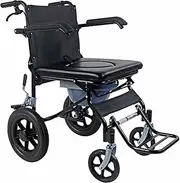 Folding wheelchair Lightweight travel wheelchair, Folding commode chair with wheels, Small wheelchair for the home and on the road, Extra narrow wheelchairs with brakes