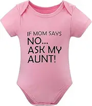 [WOOYONGING] If Mom Says No Ask My Aunt Onesie Suit Baby Boy Short Sleeve Bring Home Outfits for Baby Boy White Baby Girl Rompe