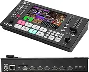 FoMaKo 4K Video Mixer Switcher 5-Channel HDMI Live Streaming Switcher 1080p 60FPS Output PTZ Controller SDI HDMI Video Switcher, M3