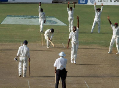 England batsman Jack Russell is out LBW for 9 runs to West In- Old Cricket Photo