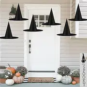 6 PCS Halloween Black Witches Hats Costume Accessory Decorations, Hanging Wizard Hats Bulk for Women Kids with 115 FT Hanging Rope, Floating Front Porch Yard Indoor Outdoor Hats Decor Party Supplies