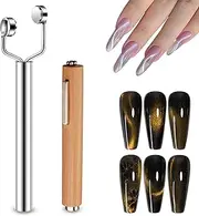 Ideal Swan 2Pack 3 IN 1 Cat Eye Nail Magnet, Cylinder Cat Eye Magnet for Cat Eye Gel Polish Multifunctional Nails Design Tools, Y-Shaped Double Head Magnetic Cat Eye for Salon Studio Home Manicure