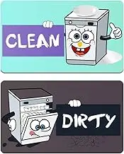 Clean Dirty Dishwasher Magnet Sign - Use in Any Kitchen or Laundry Room - Attractive Design - Included Double-Sided Adhesive for Non-Magnetic Dishwashers, Laundries, or Washing Machines