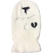 Nevenka 3 Hole Uzi Balaclava Knitted Full Face Cover Ski Mask Winter Windproof Neck Warmer-Whiter