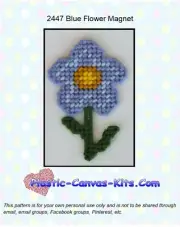Blue Flower Magnet-Plastic Canvas Pattern or Kit
