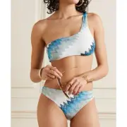 NWT Missoni blue zig zag one shoulder bikini set IT 36/XS
