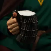 Viking Drinking Horn Mug 600 ML with Leather Strap & Free Canvas Bag for Adults