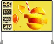 Projector Screen with Stand 120 inch 16:9 HD 4K Outdoor Indoor Projection Screen