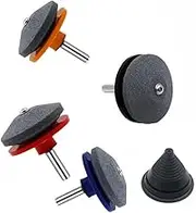 WADY 4Pcs Universal Lawn Mower Blade Sharpener & Balancer,Multi-Sharp Rotary Tool for Power Drill, Hand Drill, and Lawnmower Blades,Durable Lawn Mower Blade Sharpeners for Precision Sharpening