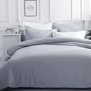 Luxton Grey Quilt Cover Set, 1000TC Premium Soft Microfibre, Solid Plain Color 3pcs Doona Cover Set, Pewter Grey, Super King Size