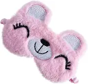 Healeved Bear Blackout Eye Mask Sleep Eye Ear Warmers Eye Patch Travel Sleep Mask Gel Eye Mask Silk Sleep Mask Travel Eye Mask Heated Eye Mask Contoured Eye Mask for Sleeping Pink Satin