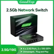 2.5GbE Switch 4 Port 2.5G RJ45 with 2 Port 10G SFP+ Fanless Plug Play Network