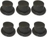 6x Glitter Top Hat Fancy Party Plastic Costume Tall Cap Fun Bulk - Black