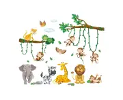 Wall Decal Monkeys Jungle Animals Vines Wall Stickers Monkeys Tree Branches Leaves Wall Stickers Nursery Nursery Bedroom Wall Decor