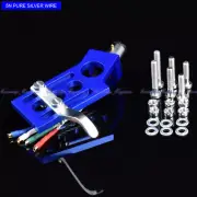 New 20/lot pure Silver wire CNC machined straight tonearm Angled BLUE headshell