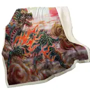 Cool Fantasy Art Sun Fire Kirin Throw Blanket