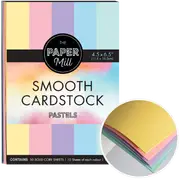 The Paper Mill Coloured Core Smooth Cardstock 180gsm 16.5x11.4cm (6.5 x 4.5") 50 Sheets Pastels