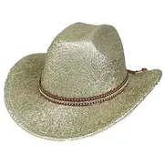 Vacation Cowboy Hat Adornment Sequined Rapper Gleaming Panama Hat for Club Carnivals Music Festival Cool Disco Party