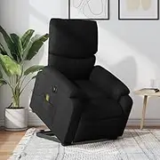 Electric Power Lift Massage Recliner Chair for Elderly, Black Fabric Upholstery, USB Port, Living Room Furniture