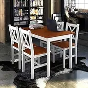 5 Piece Dining Set Easy Assembly Dining Table Furniture Brown and White