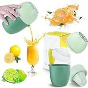 RETON Lemon Squeezer, Hand Juicer for Citrus Fruits, Portable Orange Juicer, Mini Manual Juicer With Strainer and Container for Kitchen, Gifts - Green