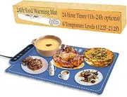 24 Hour Timer & 6 Level Temperature Food Warmer Silicone Mat for Food, Electric Warming Tray Hot Plate, Chafing Dishes for buffet, Portable Warming Mat For Food, Hot plates for countertop (Blue)