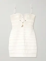 [Andres Otalora] Andres Otalora - Muy Poetica Strapless Rope-trimmed Cutout Linen Mini Dress - Ivory - US6 US 6 Ivory