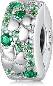 [DOYIS] Stopper Clip Bead für Pandora Armbänder,925 Sterlingsilber Blatt Zirkonia Spacer Stopper Bead Charm mit Schmuckkästchen