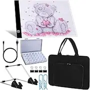 Magnetic A4 LED Light Pad for Diamond Painting, Super Bright USB Powered Light Board Kit with Detachable Stand, and Magnetic Pins (Pad and Bag) (Pad with Bag)