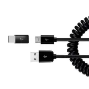 Charger Cord Coiled USB Cable Micro-USB to USB-C Adapter Power for Cell Phones