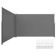 Retractable Outdoor Privacy Screen, 63x236 Inch, Aluminum Frame, Gray
