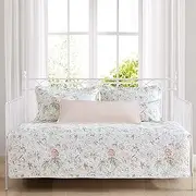 [Laura Ashley] Home - Daybed Set, Lightweight Bedding with Matching Shams & Pillow Cover, Home Decor for All Seasons (Breezy Floral Pink, Daybed)