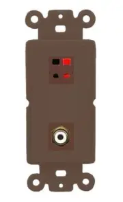 RiteAV 1 Port Speaker Plug Jack Wall Plate+RCA for Subwoofer Rocker Brown/Brown