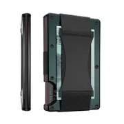 Nevenka Slim Wallet for Men Aluminum RFID Blocking Front Pocket with Money Belt-Dark Green
