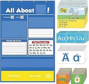 Alphabet Learning Pocket Chart - Pocket Alphabet Wall Chart,Interactive Letter Handwriting Practice Tool for Preschool Homeschool Classroom