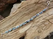 Buffalo Turquoise & Opal Gemstone Sterling Silver 925 Hinged 7.50" Bracelet AK15