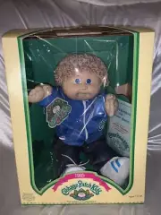 Vintage 1985 Cabbage Patch Kids BOY Doll Blue Jacket Johnny Thurston RARE NIB