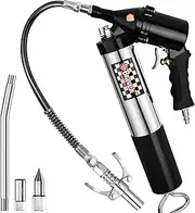 Pneumatic Grease Gun Automatic W/Quick Release Coupler, Continuous Cycle Heavy Duty 6000 PSI Air Compressor Grease Gun with Flex Hose 18 Inch