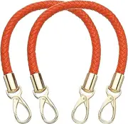 uxcell 2 Pcs Leather Purse Strap, 15.7 Inch PU Leather Braided Purse Replacement Shoulder Strap for Handbags with Buckle for DIY Handbag Purse Making, Orange
