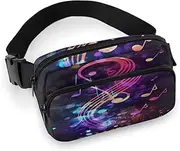 [YTLKGFP] Waist Pack Colorful Galaxy Music Note Printed Butt Pack Fanny Pack Hip Bum Bag for Workout Traveling Casual Running Hiking Cycling, Colorful Galaxy Music Note, 7.9 X 5.1 in