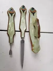 Antique Art Deco Green Vanity Lucite nail file, polisher and cuticle set rare