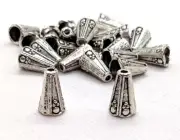 Lot of 25 Metal Silver Color Bead Caps Cones Ornate Design To Fit 5 mm Beads