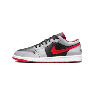 【NIKE】AIR JORDAN 1 LOW 運動鞋/灰黑紅/男鞋-553558060/ US8.5/26.5cm