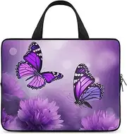 Laptop Case Sleeve Shockproof Computer Carrying Bag Purple Flower Butterflies Laptop Bag Tote Lightweight Notebook Case Cover Traveling Briefcase Handle Bags for Travel Business 17inch