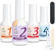 Lavender Violets Dip Powder Liquid Set with Activator, Base Top Coat and Brush Saver 0.5oz/Bot Nail File Necessary Tools for Dipping Powder Acrylic Manicure Pedicure J775