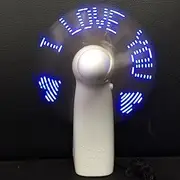 Small Electric Fan With Flashing Words Mini Portable Student Toy Handheld Battery Led Fan Rechargeable Light Cooling Support