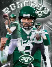 New York Jets Lithograph print of Aaron Rodgers 2023 11 x 14
